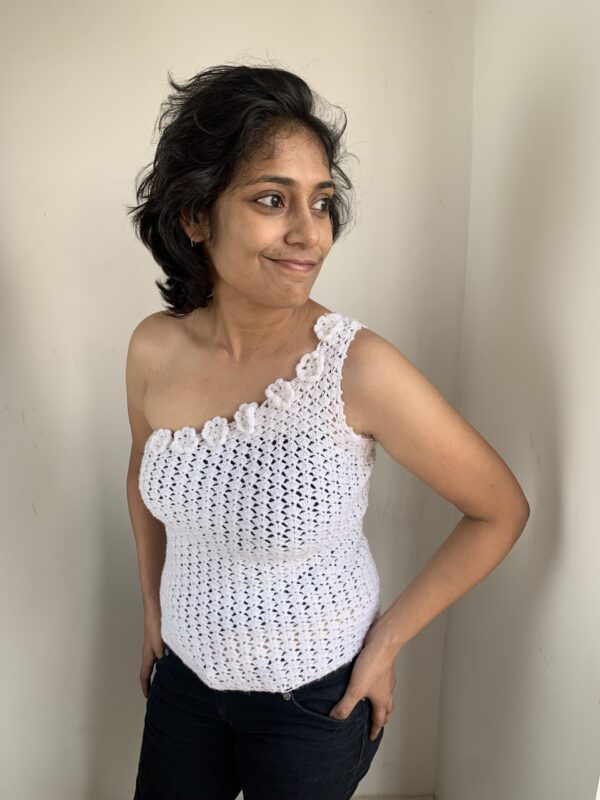 White One-Shoulder Crochet top - Image 2